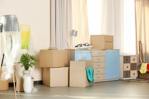 Moving van and boxes in an Ealing residential street