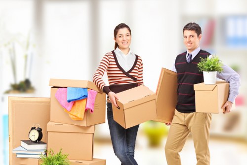 Packed boxes and household items prepared for man and van removals