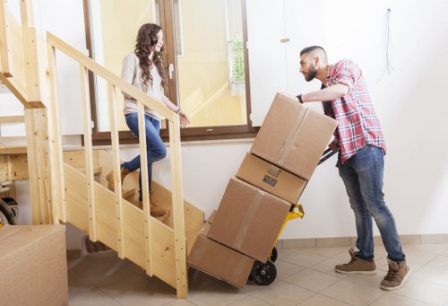 Packing desks and IT equipment for an office move in Ealing